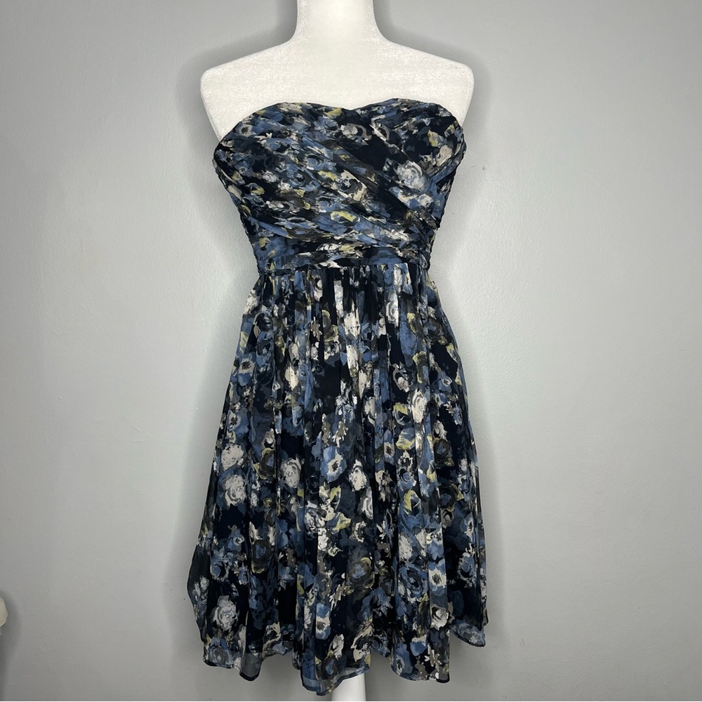 J Crew Collection Floral Contemporary Flowy Short Silk Cocktail Party Dress M